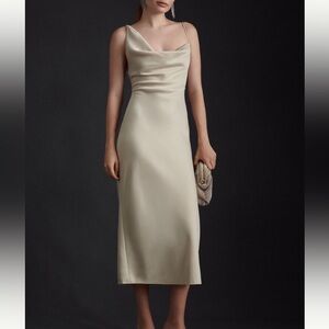 Anthropologie qBHLDN AUGUST SATIN CHARMEUSE MIDI DRESS